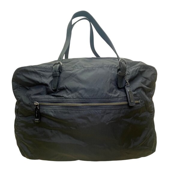 Cole Haan Black Nylon Weekender Adjustable Leather Strap Travel Duffle Bag - Picture 2 of 14